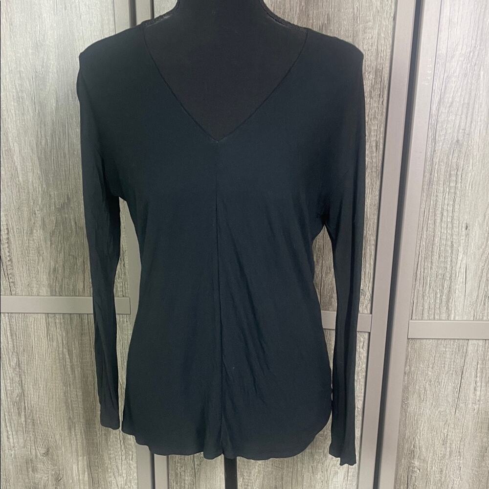 Vince Rounded V-neck long Sleeve Pullover Loose Fit Top Women's XS